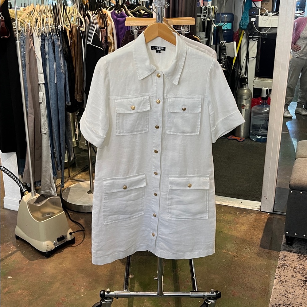 J. Crew White Button-Up Dress